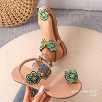 Women's Roman Style Floral Round Toe Thong Sandals main image 5