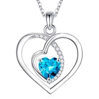 Sterling Silver Elegant Classic Style Heart Shape Plating Zircon Pendant Necklace sku image 11