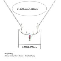 Sterling Silver White Gold Plated Elegant Romantic Round Cat Deer Inlay Crystal Zircon Necklace sku image 4