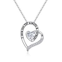 Sterling Silver Elegant Classic Style Heart Shape Plating Zircon Pendant Necklace sku image 4