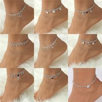 Casual Beach Water Droplets Heart Shape Copper Plating Inlay Artificial Gemstones Artificial Pearls Zircon Silver Plated Women's Anklet main image 1