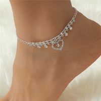 Casual Beach Water Droplets Heart Shape Copper Plating Inlay Artificial Gemstones Artificial Pearls Zircon Silver Plated Women's Anklet main image 4
