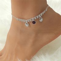 Casual Beach Water Droplets Heart Shape Copper Plating Inlay Artificial Gemstones Artificial Pearls Zircon Silver Plated Women's Anklet sku image 3