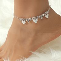 Casual Beach Water Droplets Heart Shape Copper Plating Inlay Artificial Gemstones Artificial Pearls Zircon Silver Plated Women's Anklet main image 3