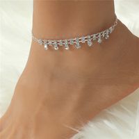 Casual Beach Water Droplets Heart Shape Copper Plating Inlay Artificial Gemstones Artificial Pearls Zircon Silver Plated Women's Anklet main image 6