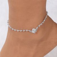 Casual Beach Water Droplets Heart Shape Copper Plating Inlay Artificial Gemstones Artificial Pearls Zircon Silver Plated Women's Anklet main image 10