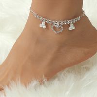 Casual Beach Water Droplets Heart Shape Copper Plating Inlay Artificial Gemstones Artificial Pearls Zircon Silver Plated Women's Anklet main image 8