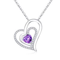 Sterling Silver Elegant Classic Style Heart Shape Plating Zircon Pendant Necklace sku image 2