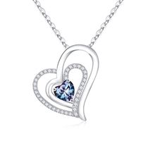 Sterling Silver Elegant Classic Style Heart Shape Plating Zircon Pendant Necklace sku image 6