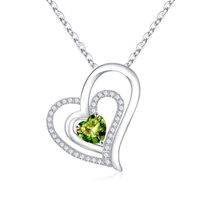 Sterling Silver Elegant Classic Style Heart Shape Plating Zircon Pendant Necklace sku image 8
