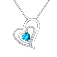 الفضة الاسترليني أنيق النمط الكلاسيكي شكل القلب تصفيح الزركون قلادة قلادة sku image 11