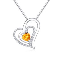 Sterling Silver Elegant Classic Style Heart Shape Plating Zircon Pendant Necklace sku image 12