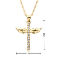 Copper Gold Plated Simple Style Shiny Cross Hollow Out Inlay Zircon Pendant Necklace main image 3