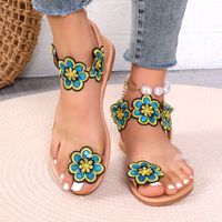 Women's Roman Style Floral Round Toe Thong Sandals sku image 11