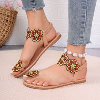 Women's Roman Style Floral Round Toe Thong Sandals sku image 17