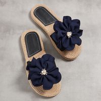 Women's Casual Solid Color Flowers Open Toe Slides Slippers main image 1