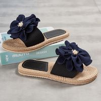 Women's Casual Solid Color Flowers Open Toe Slides Slippers main image 3