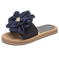 Women's Casual Solid Color Flowers Open Toe Slides Slippers sku image 3