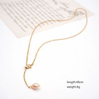 304 Stainless Steel Freshwater Pearl Titanium Steel Gold Plated Modern Style Simple Style Classic Style Pearl Water Droplets Pendant Necklace main image 2