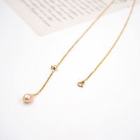 304 Stainless Steel Freshwater Pearl Titanium Steel Gold Plated Modern Style Simple Style Classic Style Pearl Water Droplets Pendant Necklace main image 6