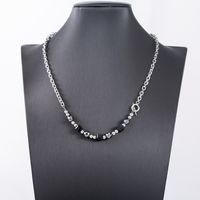 Casual Modern Style Cool Style Geometric Stainless Steel Glass Beaded Unisex Necklace main image 4