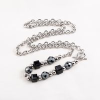 Casual Modern Style Cool Style Geometric Stainless Steel Glass Beaded Unisex Necklace main image 7