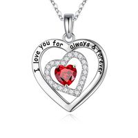 Sterling Silver Elegant Classic Style Heart Shape Plating Zircon Pendant Necklace sku image 1