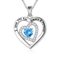 Sterling Silver Elegant Classic Style Heart Shape Plating Zircon Pendant Necklace sku image 3