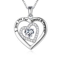 Sterling Silver Elegant Classic Style Heart Shape Plating Zircon Pendant Necklace sku image 4