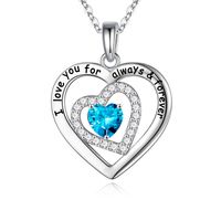 Sterling Silver Elegant Classic Style Heart Shape Plating Zircon Pendant Necklace sku image 12