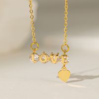 304 Stainless Steel 18K Gold Plated Casual Simple Style Plating Inlay Letter Number Artificial Rhinestones Pendant Necklace main image 3