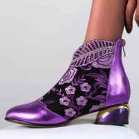 Women's Ethnic Style Printing Solid Color Point Toe Martin Boots main image 1