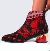 Women's Ethnic Style Printing Solid Color Point Toe Martin Boots main image 4
