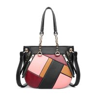 Frau Mittel Pu-Leder Geometrisch Farbblock Klassischer Stil Reißverschluss Handtasche sku image 4