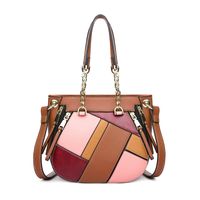 Women's Medium Pu Leather Geometric Color Block Classic Style Zipper Handbag sku image 5