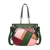 Frau Mittel Pu-Leder Geometrisch Farbblock Klassischer Stil Reißverschluss Handtasche sku image 3