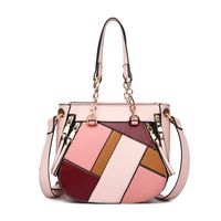 Women's Medium Pu Leather Geometric Color Block Classic Style Zipper Handbag sku image 1