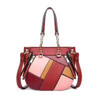 Women's Medium Pu Leather Geometric Color Block Classic Style Zipper Handbag sku image 2