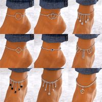 Vacation Simple Style Moon Heart Shape Copper Inlay Artificial Rhinestones Artificial Diamond Gold Plated Silver Plated Women's Anklet main image 1