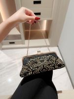 Black Polyester Geometric Embroidery Evening Bags main image 1