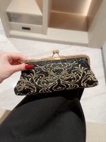Black Polyester Geometric Embroidery Evening Bags sku image 1