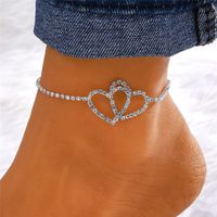 Vacation Simple Style Moon Heart Shape Copper Inlay Artificial Rhinestones Artificial Diamond Gold Plated Silver Plated Women's Anklet sku image 9