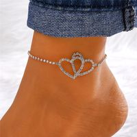 Vacation Simple Style Moon Heart Shape Copper Inlay Artificial Rhinestones Artificial Diamond Gold Plated Silver Plated Women's Anklet sku image 10