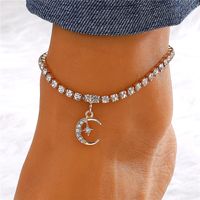 Vacation Simple Style Moon Heart Shape Copper Inlay Artificial Rhinestones Artificial Diamond Gold Plated Silver Plated Women's Anklet sku image 2