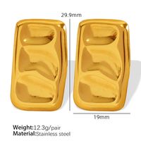 1 Pair Vintage Style Solid Color Pleated Titanium Steel 18K Gold Plated Ear Studs main image 3