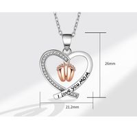 Copper MAMA Simple Style Letter Heart Shape Footprint Hollow Out Inlay Zircon Pendant Necklace main image 2