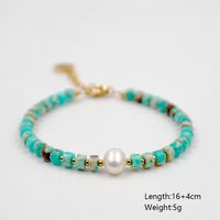 Modern Style Classic Style Round Natural Stone Freshwater Pearl Titanium Steel Gold Plated Bracelets In Bulk main image 4