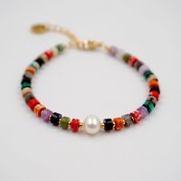 Modern Style Classic Style Round Natural Stone Freshwater Pearl Titanium Steel Gold Plated Bracelets In Bulk main image 7