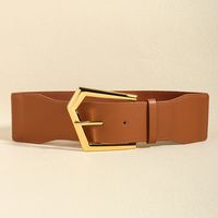 Elegant Lady Simple Style Solid Color Pu Leather Alloy Belt Buckle Metal Button Women's Leather Belts sku image 3