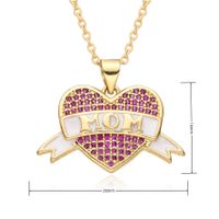 Copper Casual MAMA Simple Style Letter Heart Shape Inlay Zircon Pendant Necklace main image 2